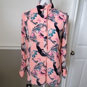 Long sleeve coral floral blouse